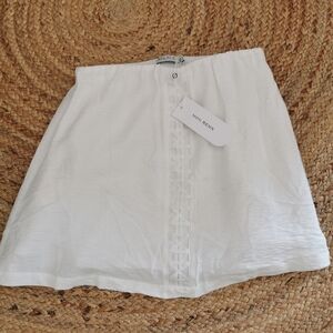 NWT Mon Renn Anthro White Mini Skirt Bohowestern / Textured detail. Size S